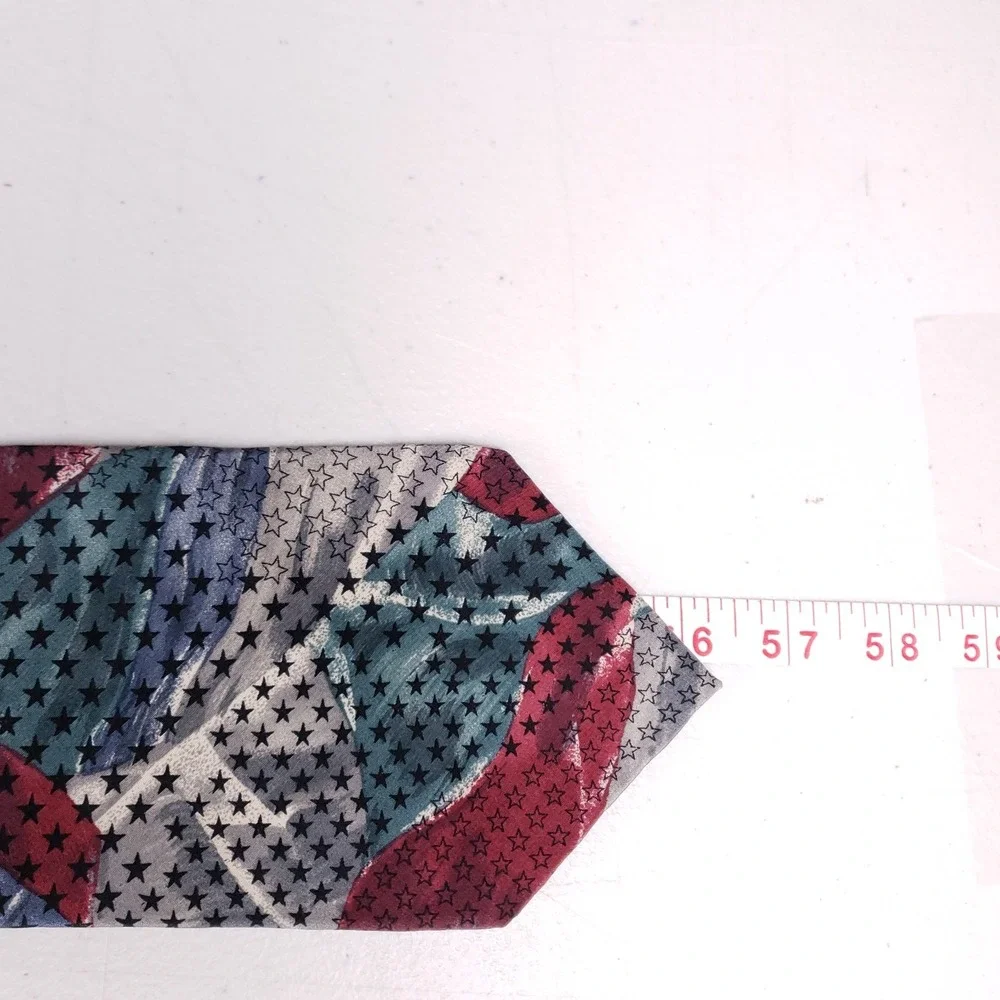 Je Suis Necktie Abstract Star Print Bold‎ Red Blue Patriotic Statement